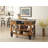 Faiyaz Transitional 3-Drawer Rectangular Kitchen Cart in Antique Oak,Kitchen Island,Coffee Cart
