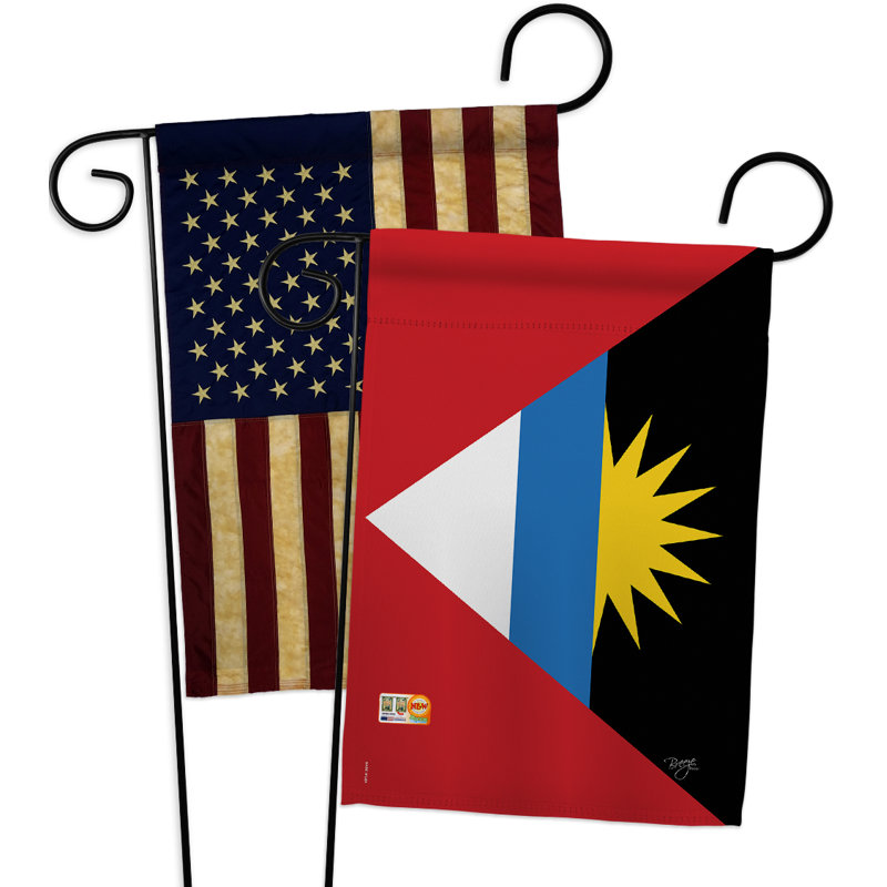 Ensemble de 2 drapeaux de jardin en polyester 19 x 13 po Antigua and Barbuda Impressions