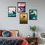 Ensemble de 4 impressions de décorations murales encadrées sur fond de jungle tropicale encadrée sur papier, impression de 4 pièces-93011846-93011847