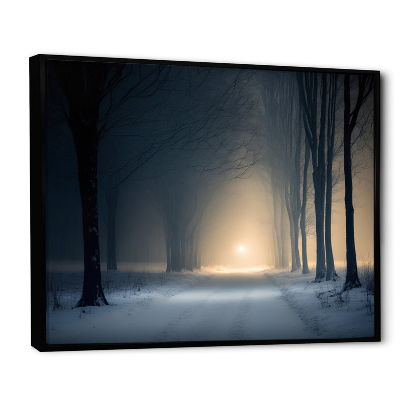 Wintercalm pendant la forêt Winter Time V - reproduction sur toile, H 12 po x l 20 po x P 1 po, Toile à cadre flottant noir
