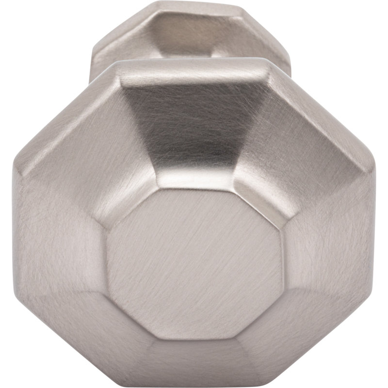 Palazzo Length Geometric Knob, 1 3/8", Brushed Satin Nickel