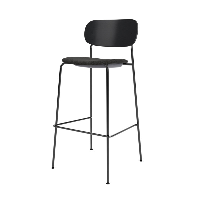 Co 30.91" Bar Chair, Black Wool, Black