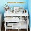 Enceinte de litière haute 31,5 po en blanc, table d'appoint à double fonction et rangement pour accessoires, convient aux petites boîtes, à la trousse de pourboire, comme espace privé pour animaux de compagnie, votre maison