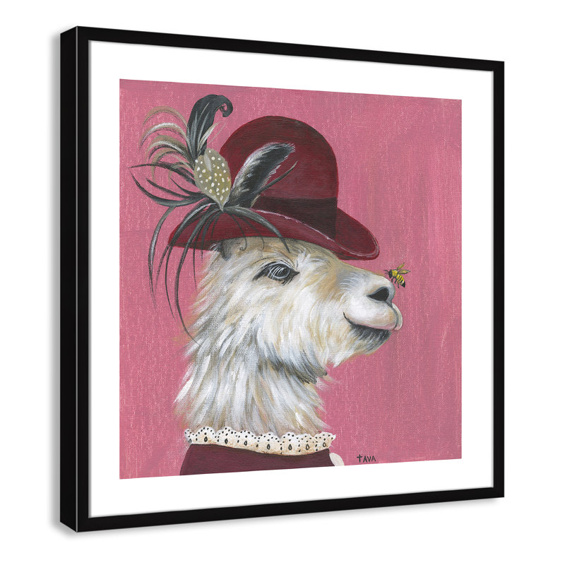 Art sur toile llama, H 27,5 po x l 27,5 po x P 1,18 po, Cadre argenté