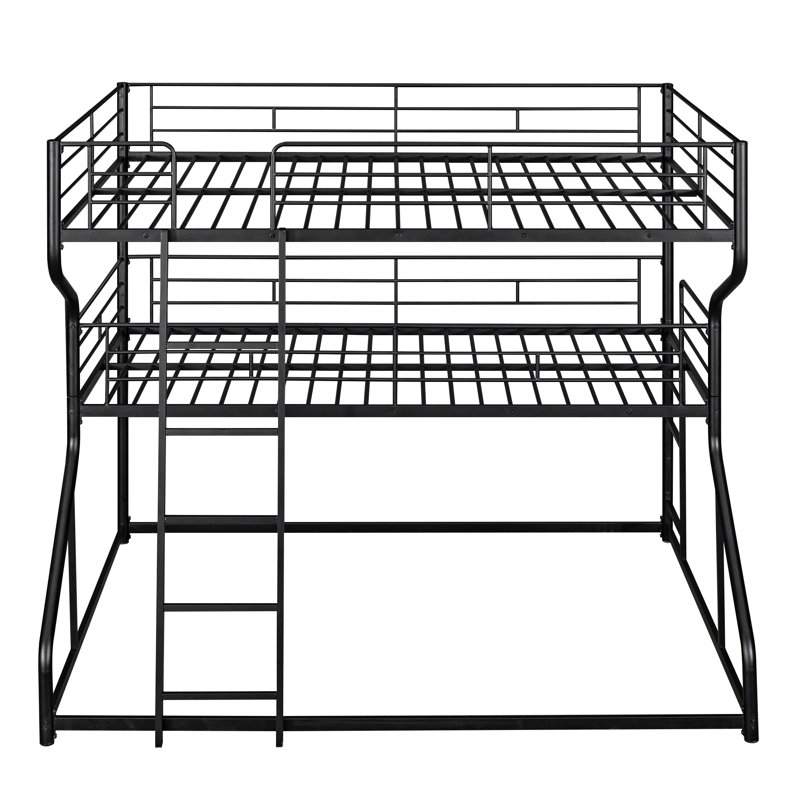 Hollen Kids Extra Long Full Over Extra Long Twin Over Queen Bunk Bed, Black