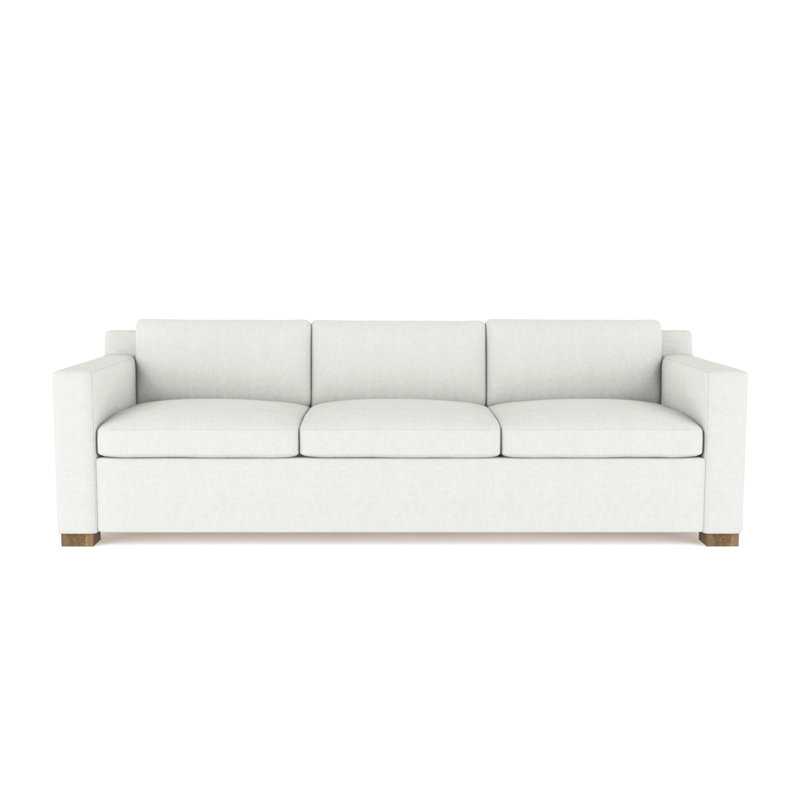 Mercer Track-Arm Sofa, Weathered, 33.5" H x 84" W x 39" D, Plush Velvet Blanc