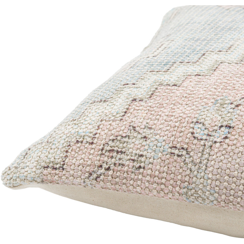 Samsun 22'' Beige and Blue Cotton Blend Reversible Throw Pillow
