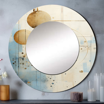 Semih minimalisme astrologie grunge Collage II - miroir mural astrologie, miroir décoratif rond bleu, impression d'art en métal