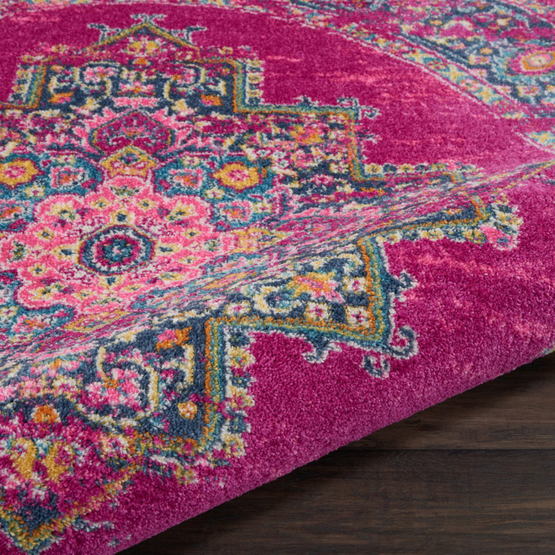 Abbate Oriental Fuchsia Pink Area Rug, Rectangle 6'7" x 9'6"