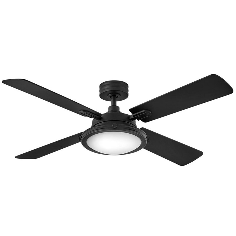Collier 54" LED Smart Fan, Matte Black with Walnut Blades