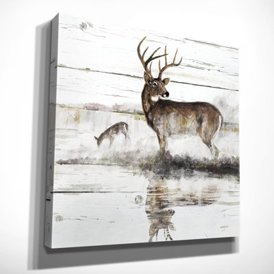 " Rustic Misty Deer " Oil Print
