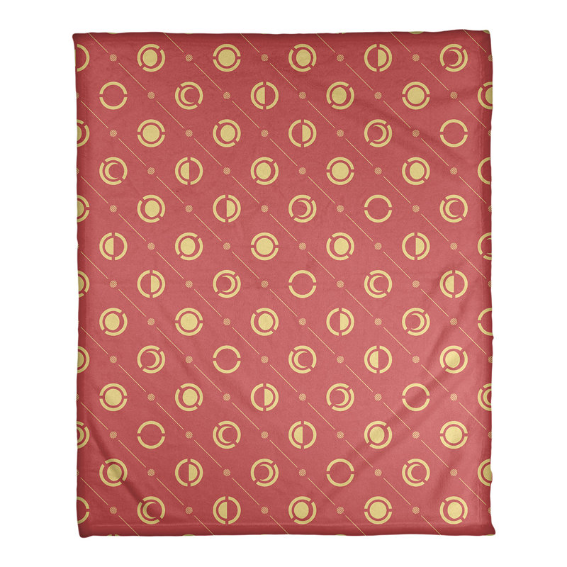 Couverture polaire moon phases, l 30 po x L 40 po, Rouge / Jaune