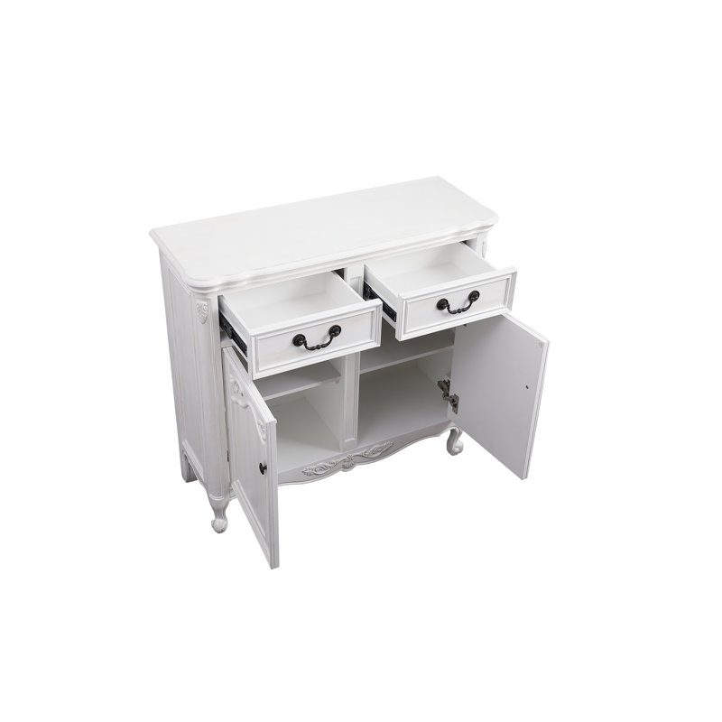 Commode d'appoint 2 tiroirs COSMO, Blanc antique