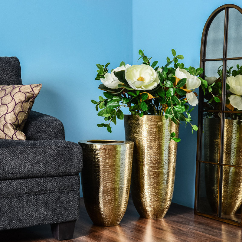 Metal Floor Vase, 45cm H x 32cm W x 32cm D
