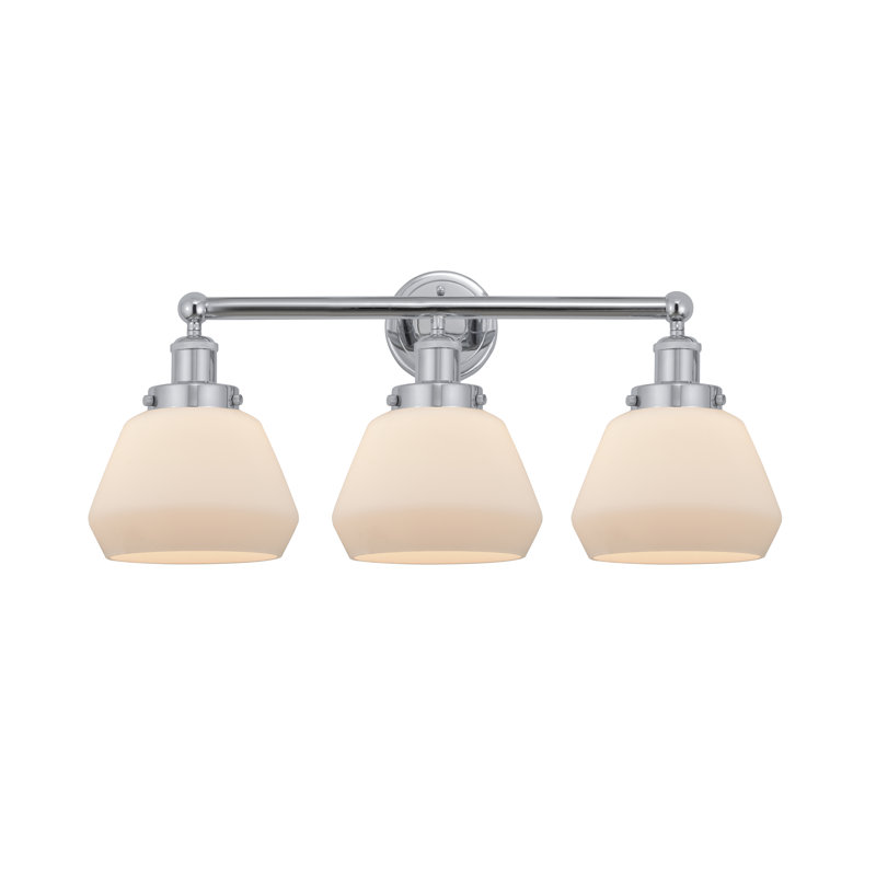 Éclairage de salle de bain à 3 lumières à intensité variable Rivka, Blanc mat, Chrome poli