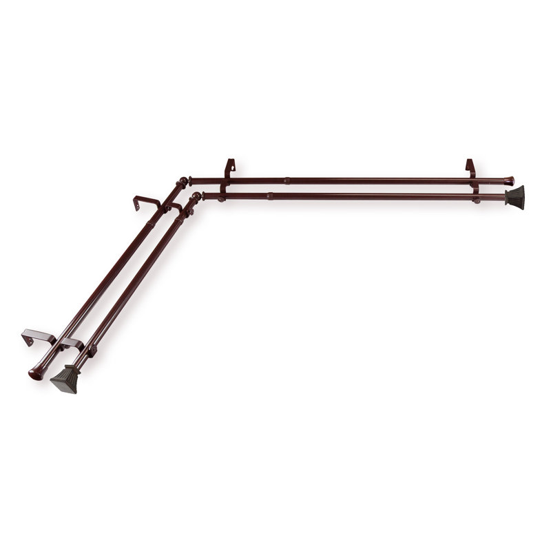 Double tringle de rideau de coin Spenser, L 66 po x l 120 po, Cacao