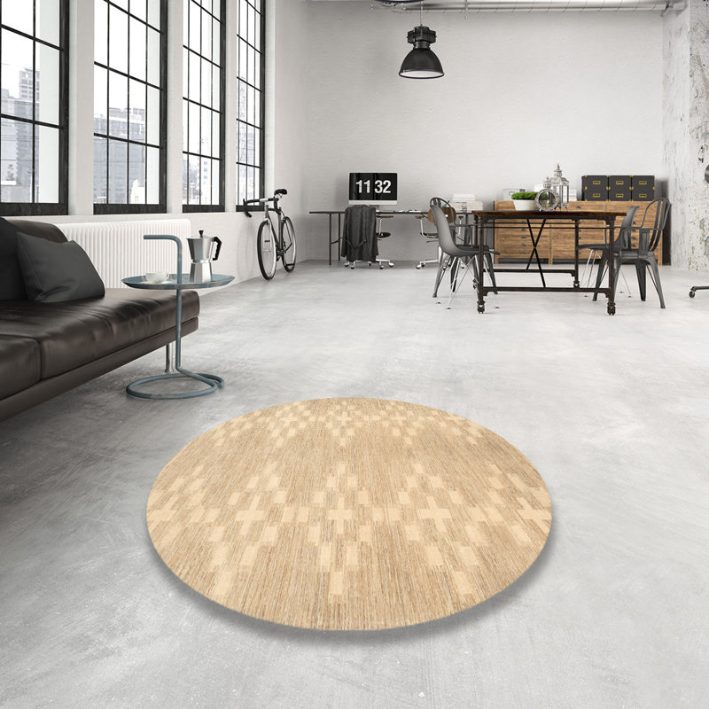 Surface beige contemporaine tapis, Rond 8 pi