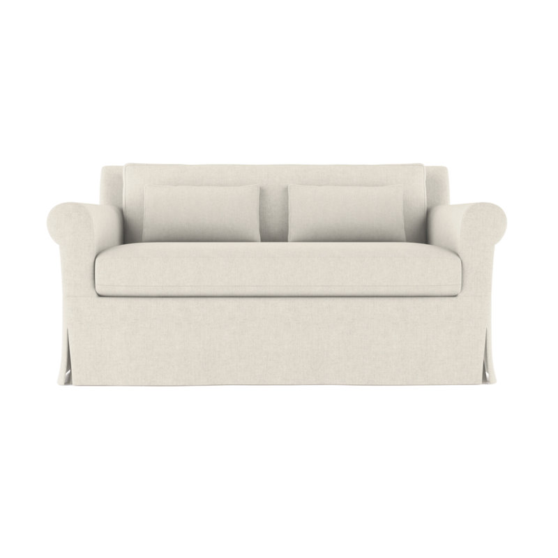 Causeuse Crosby, Lin à tissage carré albâtre, H 32,5 po x l 60 po x P 43 po, Ébène
