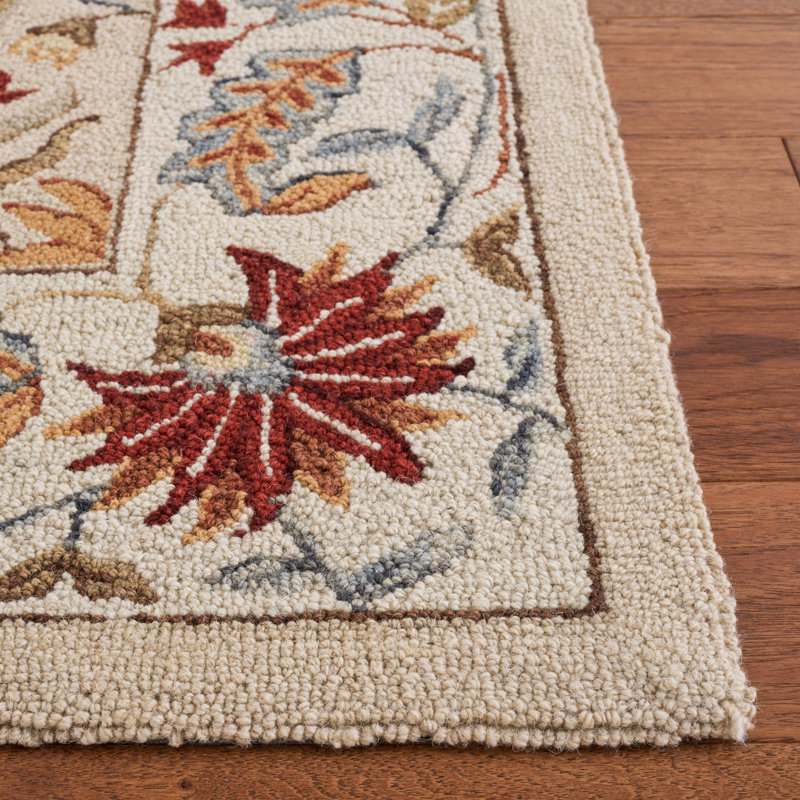 Tapis ivoire en laine crocheté à la main Hollander Missy, Rectangle 1 pi 8 po x 2 pi 6 po