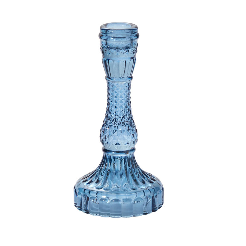 Bougeoir de table en verre Eliana Samira, Bleu