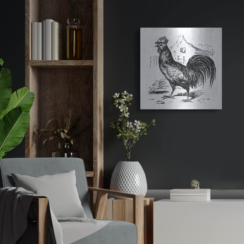 August Grove® «R mobile Rooster» par Art Licensing Studio, art mural en métal, H 24 po x l 24 po