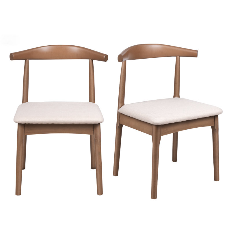 Solid Wood Dining Chairs With Curved Wide Backrest, Farmhouse Kitchen Side Chairs, Light Gray