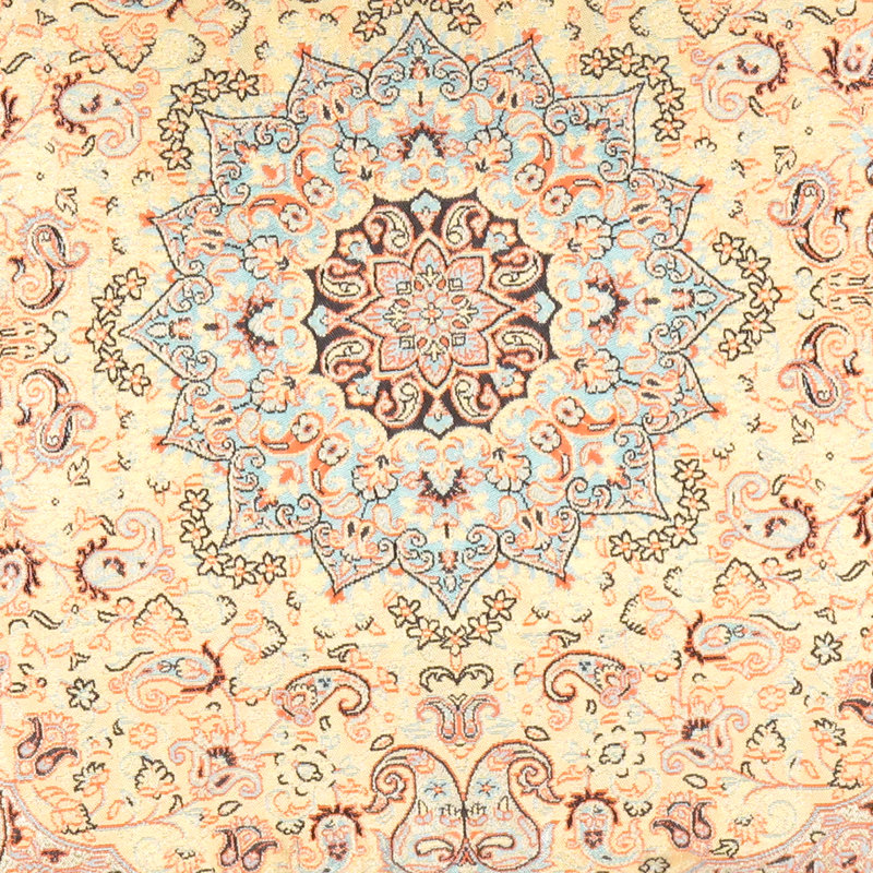 Oriental Square Pillow Cover & Insert, 16" H x 16" W, Ivory/Brown/Blue Oriental