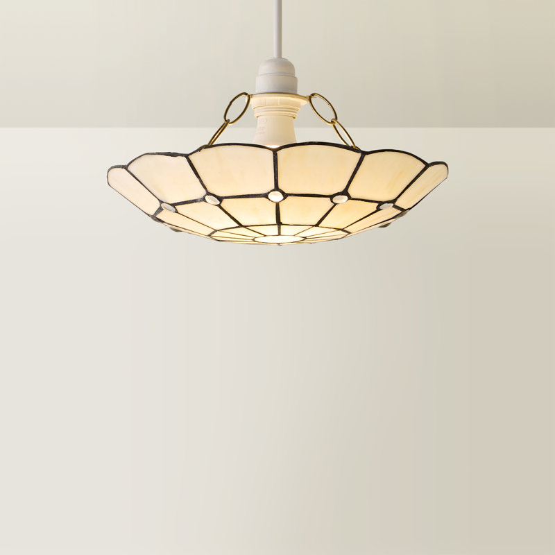 7cm H Glass Bowl Pendant Shade ( Screw On ), Beige