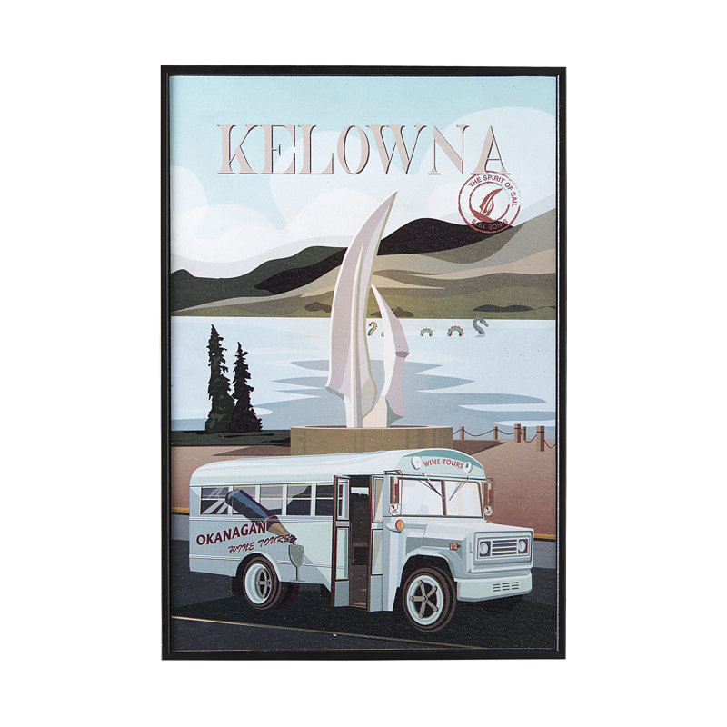 Kelowna Go par Simone, reproduction d'art encadrée sous verre, Cadre flottant noir, H 15,5 po x l 10,5 po x P 1,5 po