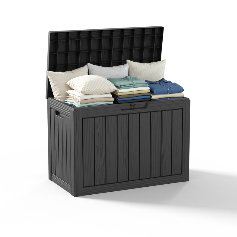 Boîte de rangement verrouillable en résine résistante à l'eau 30,77 "l 45 gallons (noir), Noir