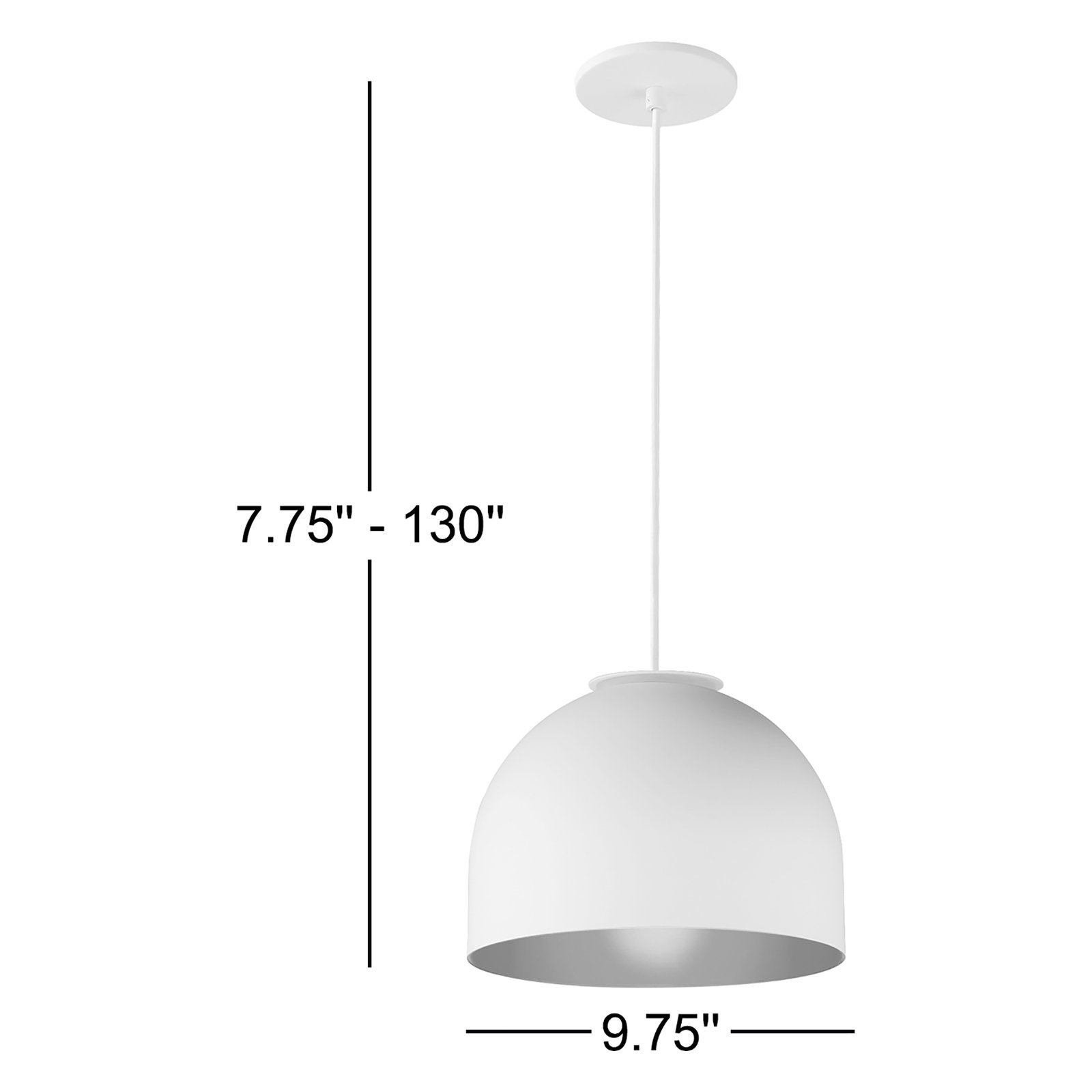 Mabeth Single Light Aluminum Aluminium Dimmable Pendant, Gold/White, Gold/White