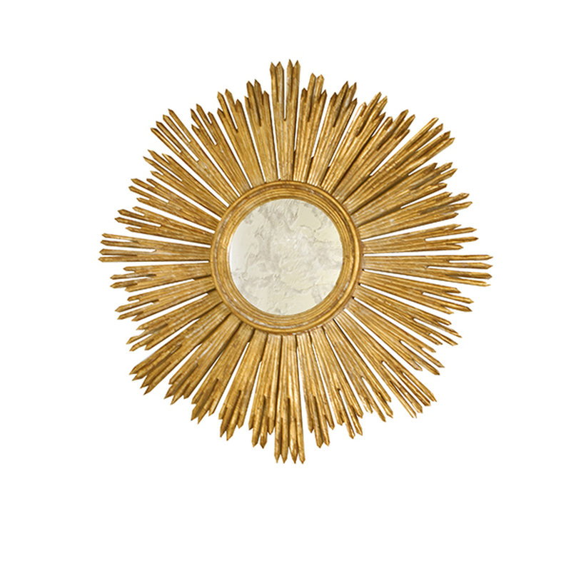 31" Art Deco Sunburst Wall Mirror in Gold and Silver Leaf
