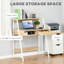 bureau, bureau d'ordinateur pour petits espaces, table d'écriture avec tiroir et tablettes de rangement, naturel