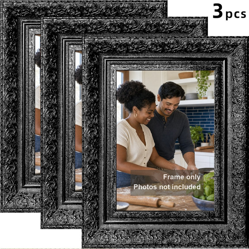Cadre photo 3 pièces 5 po x 7 po style Heritage noir pour salon