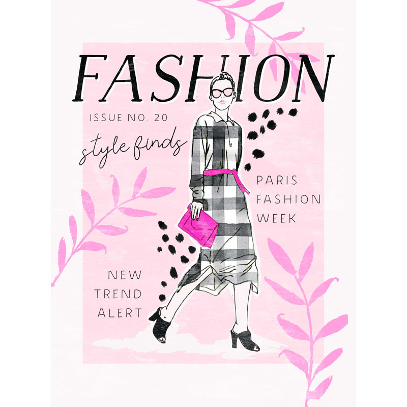 Fashion Magazine With Leaves - Impression sur toile tendue, H 16 po x l 12 po