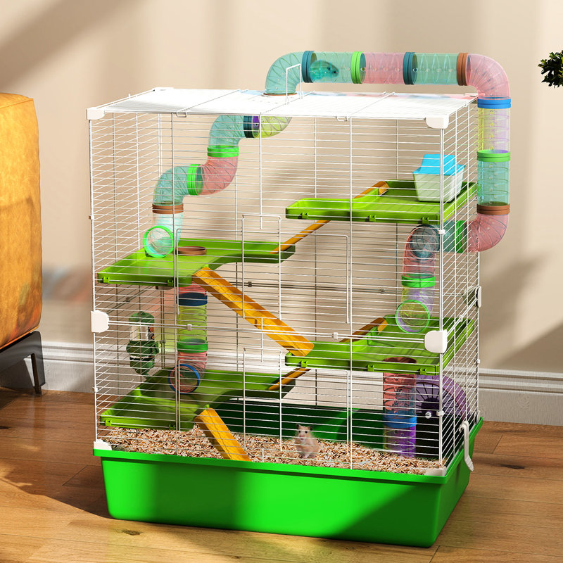 Cage pour hamster 23 po - 5 étages, tubes, tunnels, poignées de transport