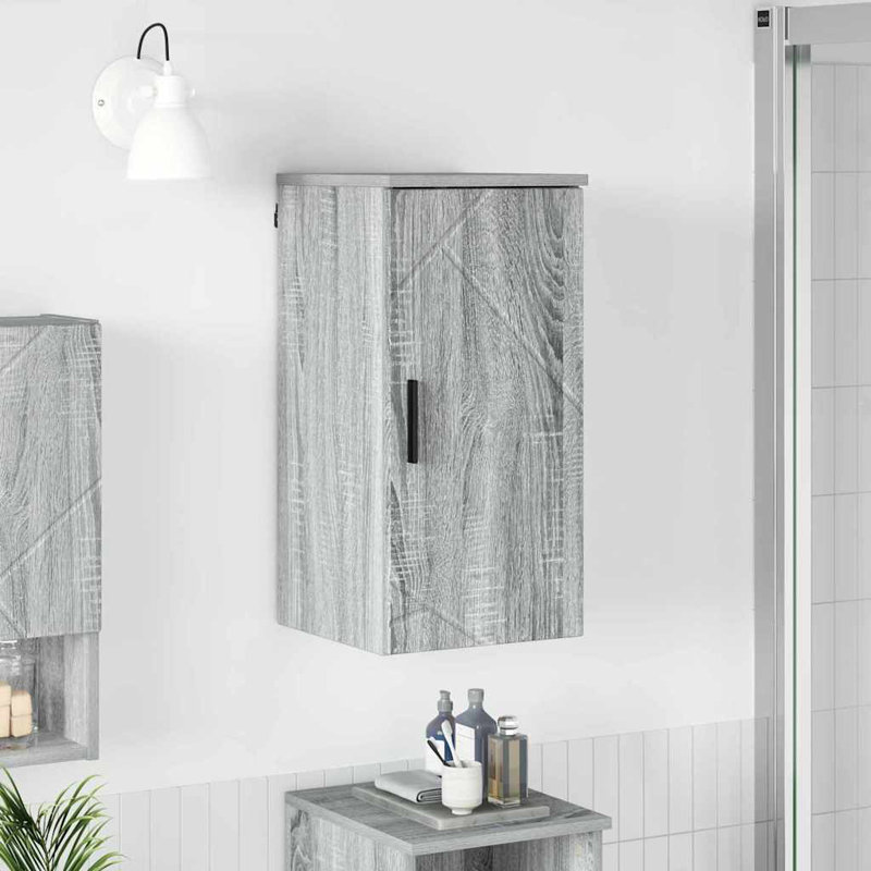 30cm Wall Mounted Bathroom Vanity Base Only, Grey Sonoma