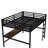 Metal Queen Size Loft Bed with Power Outlet & LED Light, Space-Saving, Noise Reduced, Black-1436014996