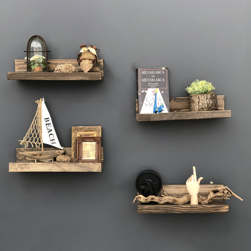 Tablette flottante en bois massif 4 pièces Alia