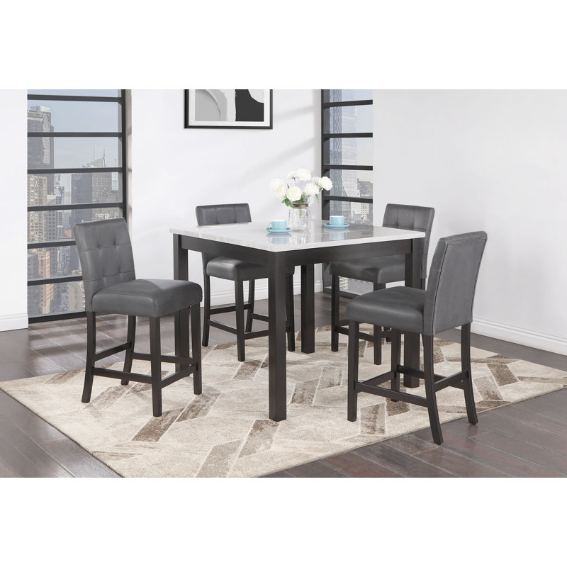 Bar Table Set 42.0"L x 42.0"W x 36.0"H Solid Wood Brown