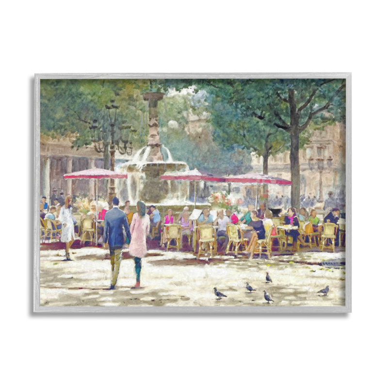 «People at Parisian Cafe», reproduction encadrée sur bois par Steve Hunziker, H 11 po x l 14 po x P 1,5 po