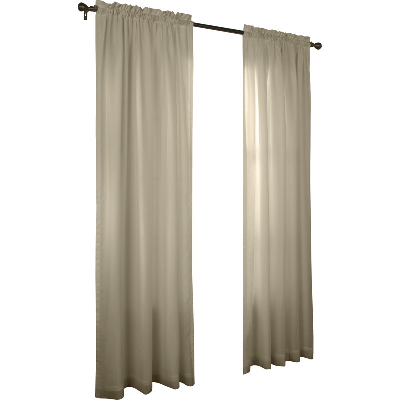Rideau transparent de couleur unie avec passe-tringle Villareal, Ivoire, l 54 po x L 72 po