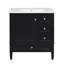 Meuble-lavabo 30 po avec lavabo en céramique - armoire moderne noire 3 tiroirs et objet polyvalent de qualité