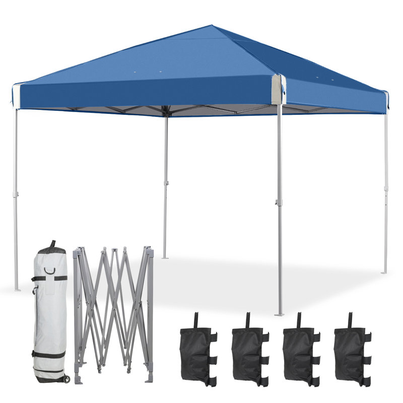 Auvent en fer avec parois latérales en filet amovible et sac à roulettes, Bleu, Abri pour voiture l 10 pi. x P 12 pi. po