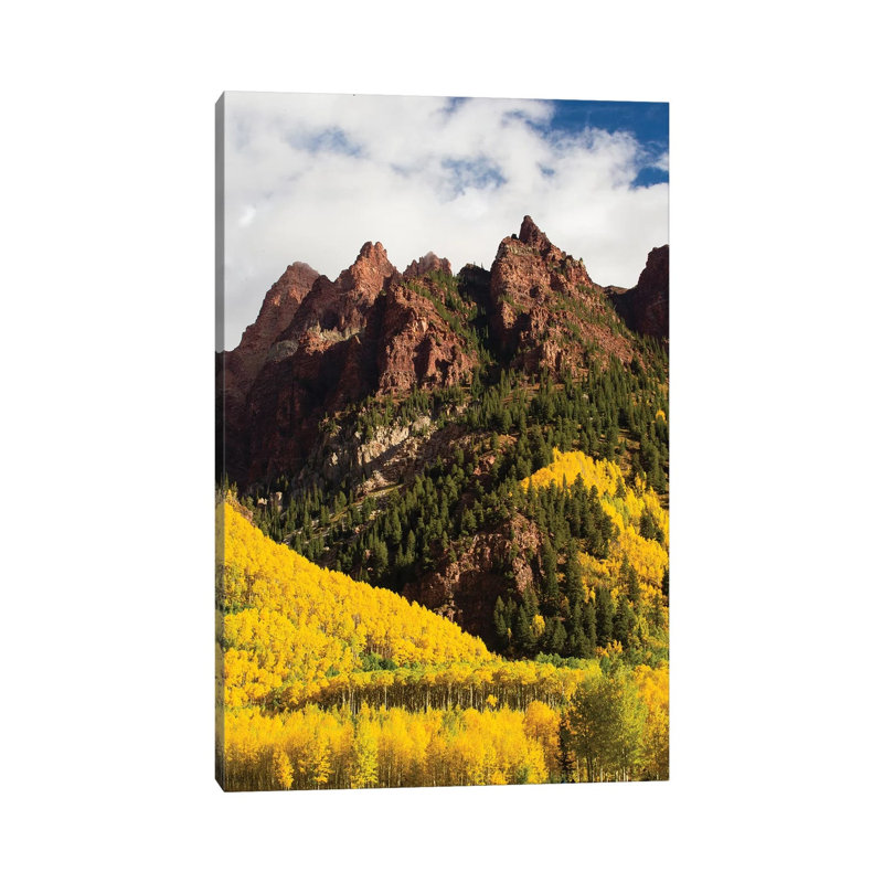 Autumn Trees On Mountain, Maroon Bells, Maroon Creek Valley, Aspen, Pitkin County, Colorado, USA I by Panoramic Images - Wrapped Canvas Print