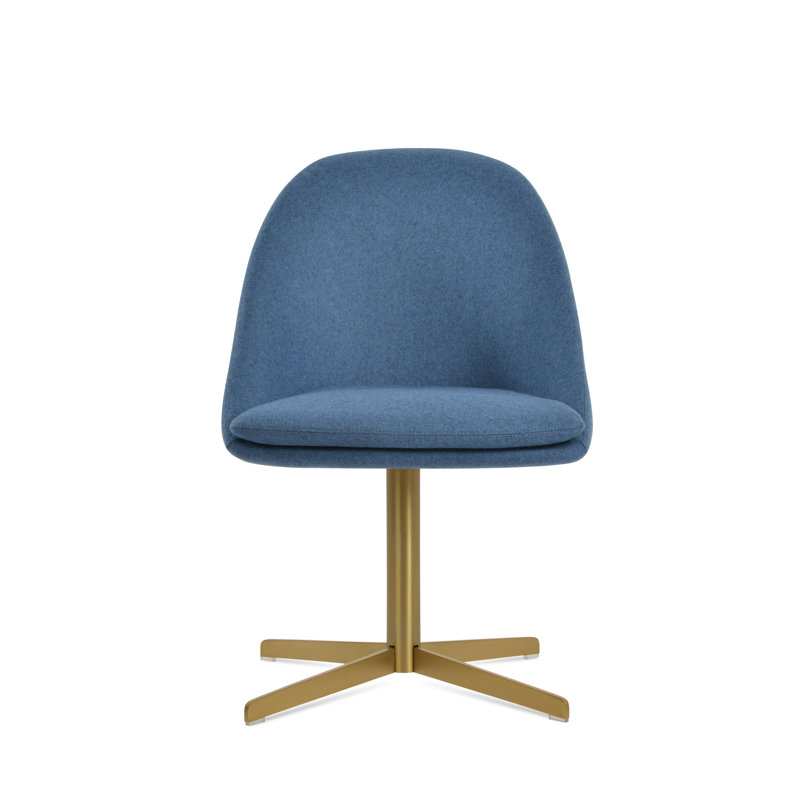 Avanos 4 Star Swivel Side Chair, Petrol Blue, Brass