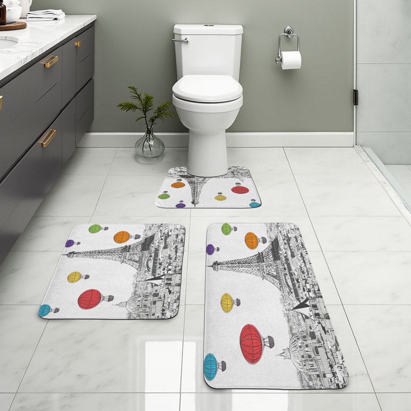  Multicolore Paris, ensemble de 3 tapis de salle de bain U