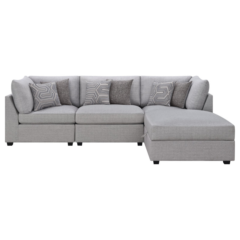 Blydenburgh 4-piece Upholstered Modular Sectional Sofa Grey, 38" H x 117" W x 78" D