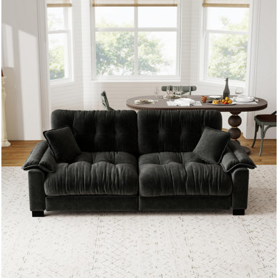 Modern 94" Chenille Pleated 3-Seater Sofa With Durable Spring Support & Thick Dense Foam Cushions