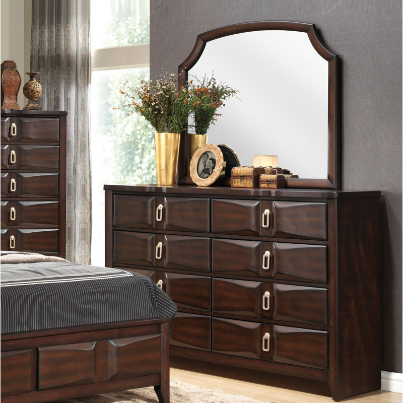 Commode double 8 tiroirs avec miroir Hovhan
